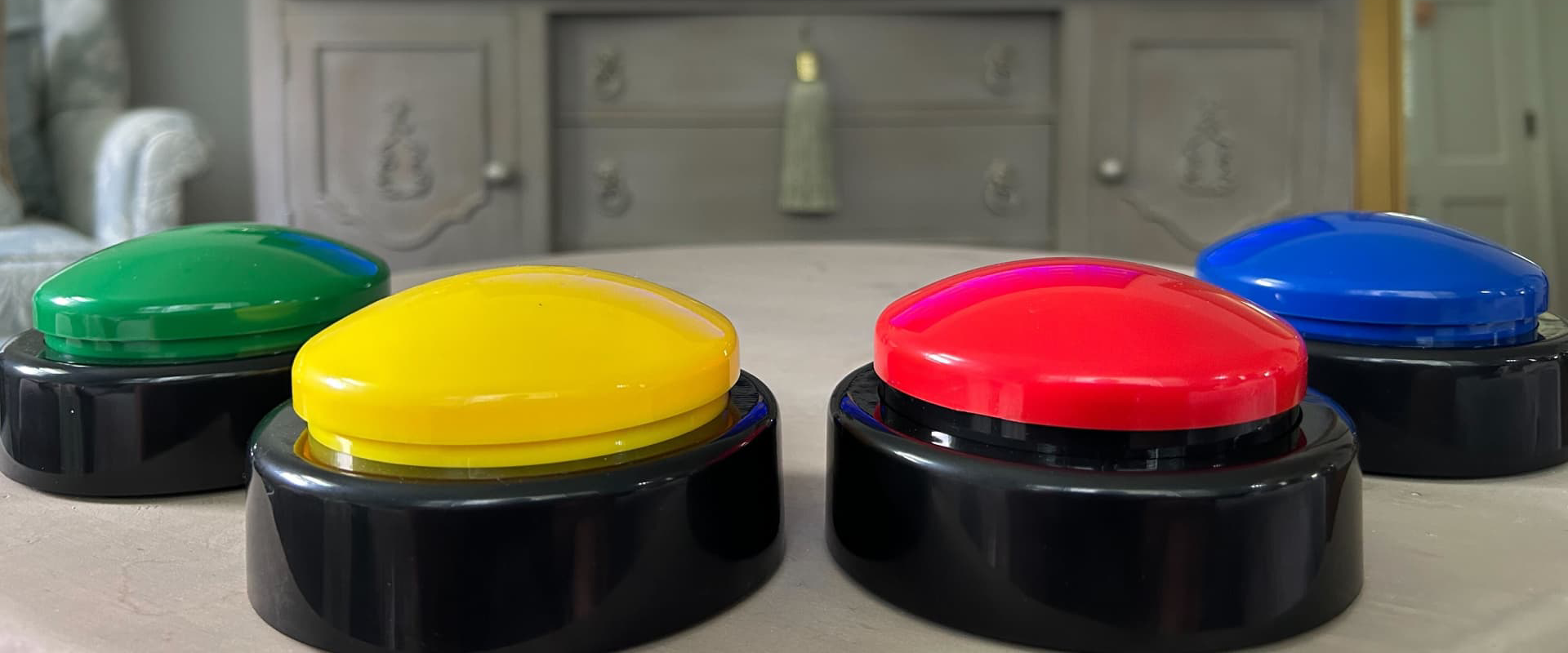 Physical buzzers used for Buzzinga